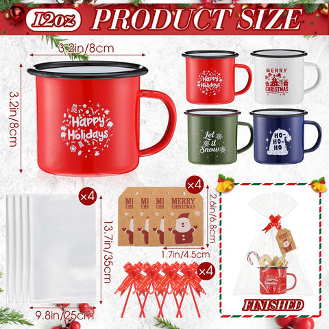 Taza esmaltada Acellegic Navidad verde con diseño, perfecta para bebidas calientes de temporada.