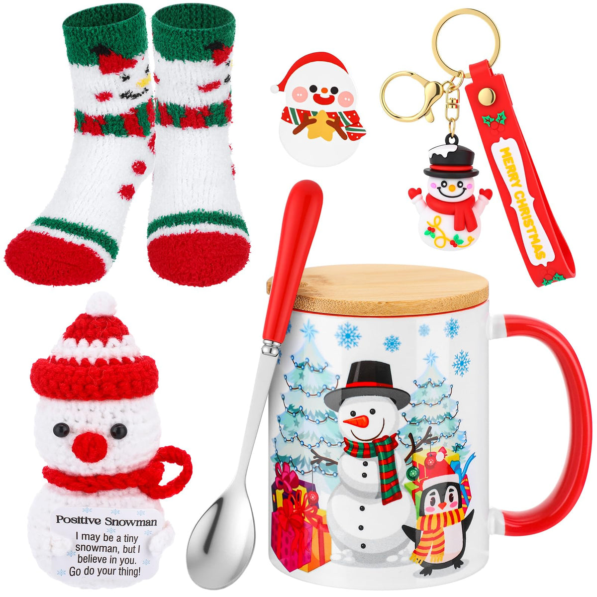 Taza navideña de Acellegic con tapa para bebidas calientes.