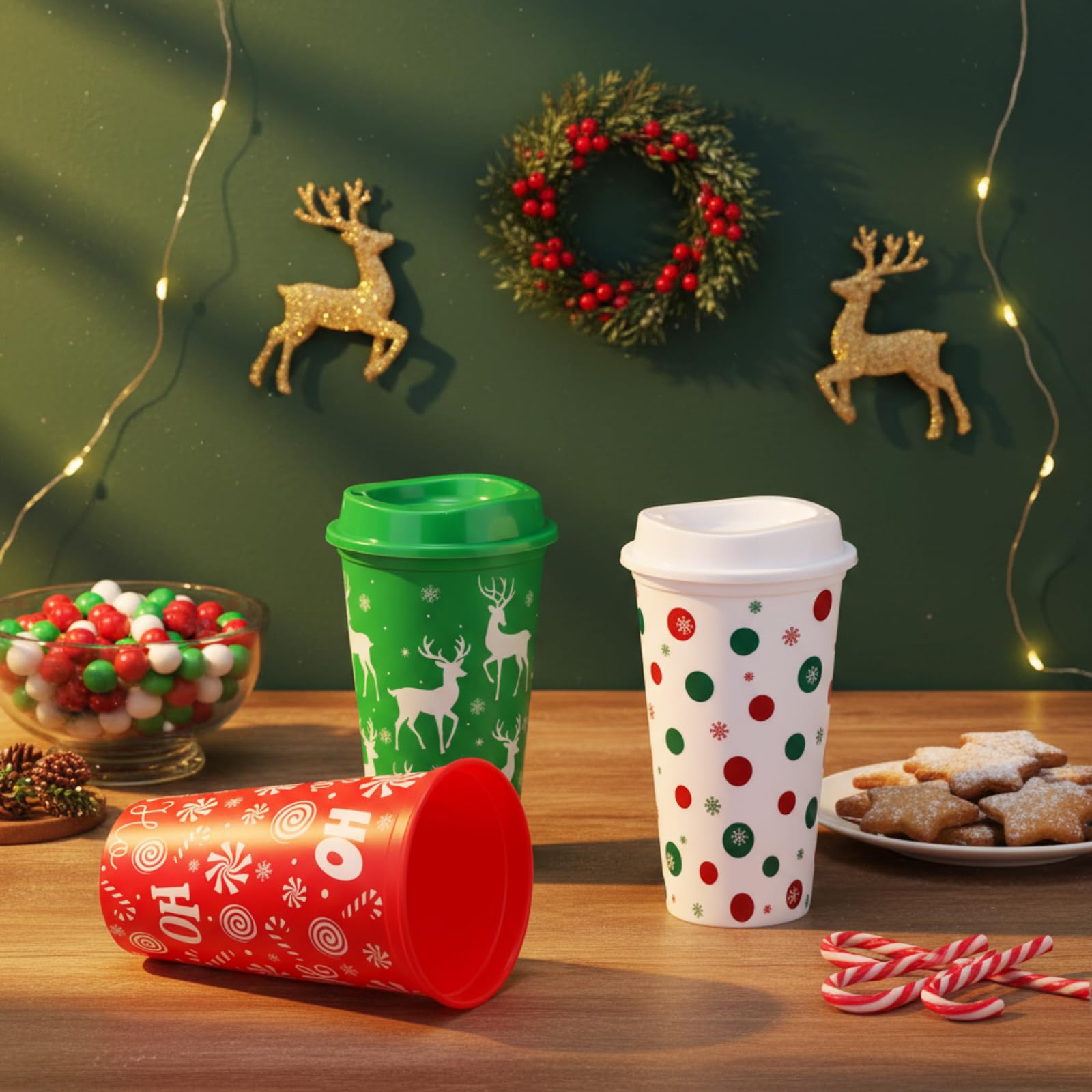 Set regalo Acellegic, taza navideña con tapa reutilizable