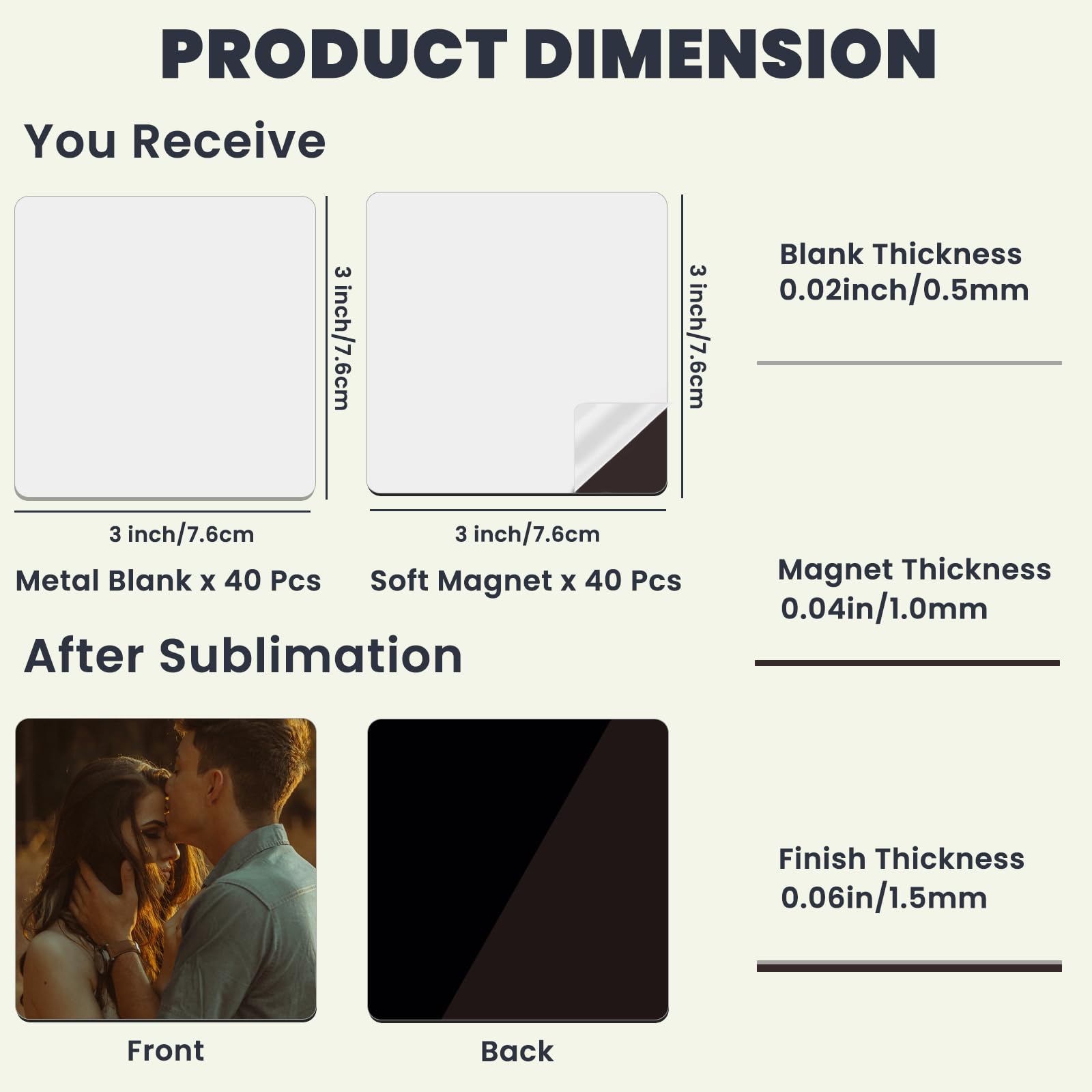 AceSubli 40 piezas metálicas de sublimación para imanes duraderos.