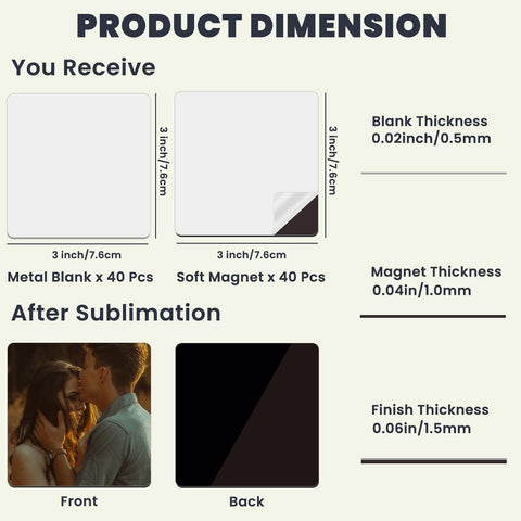 AceSubli 40 piezas metálicas de sublimación para imanes duraderos.