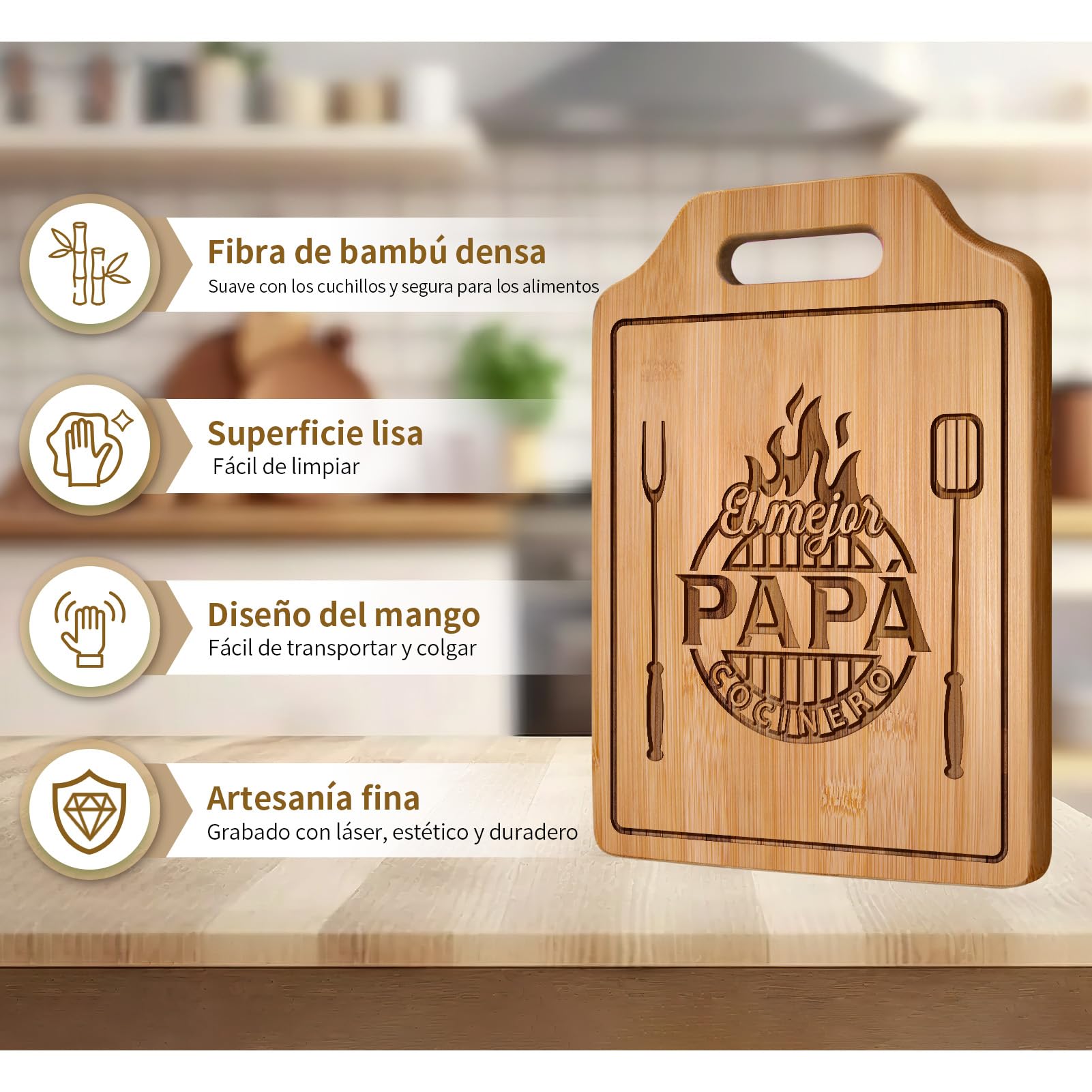 AceThrills tabla de cortar para carnes y asados con estilo.