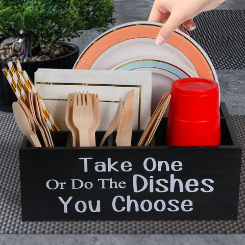 ACIAZAAZ dispensador mesa exterior, práctico para guardar platos y vasos durante eventos al aire libre.
