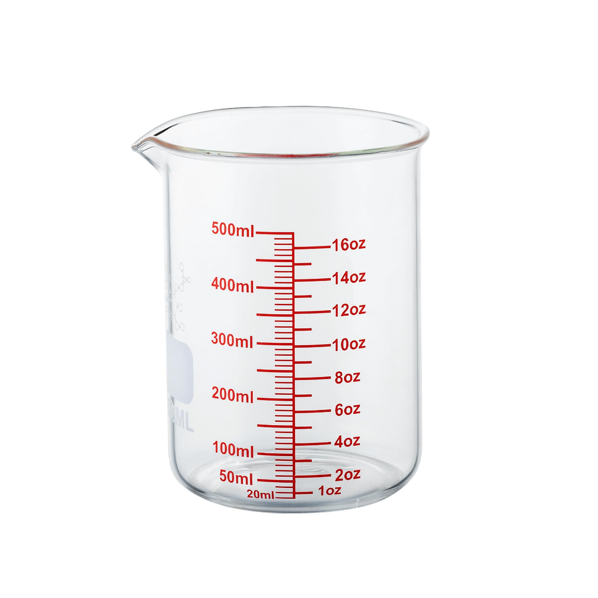 Ackers BORO3.3 vaso medidor de vidrio borosilicato 500 ml, lectura clara