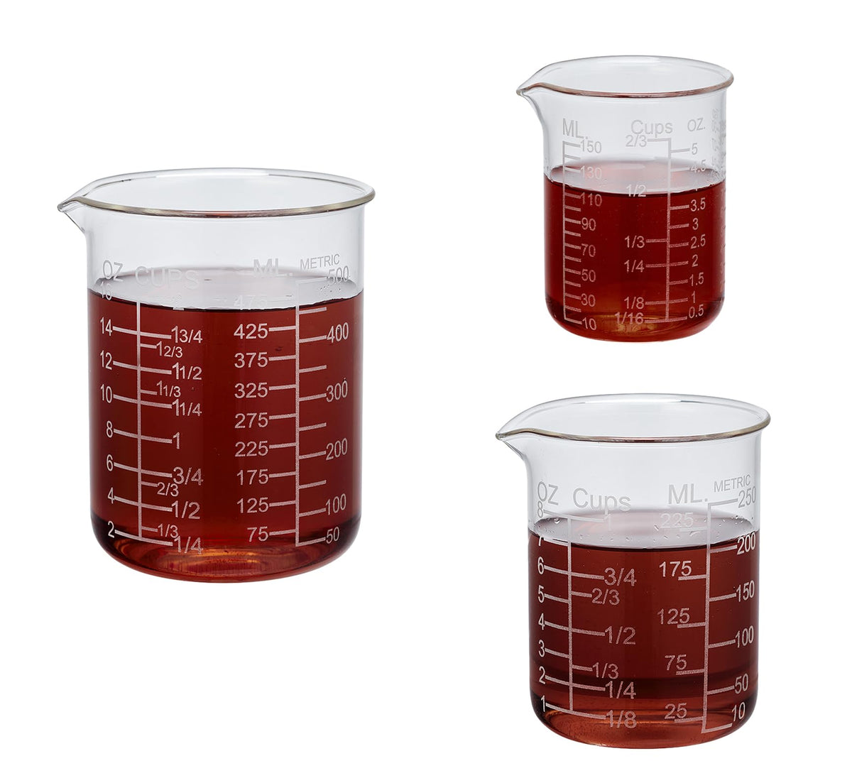 Ackers BORO3.3 vaso medidor cristal con graduaciones grabadas para medir líquidos con precisión.
