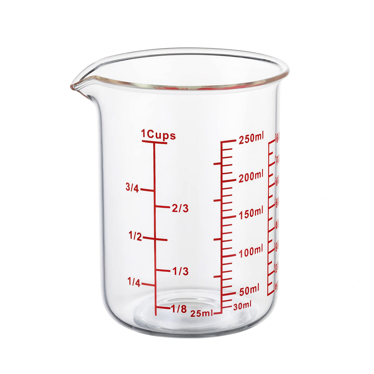 Ackers BORO3.3: taza medidora de vidrio de 1 taza para precisión