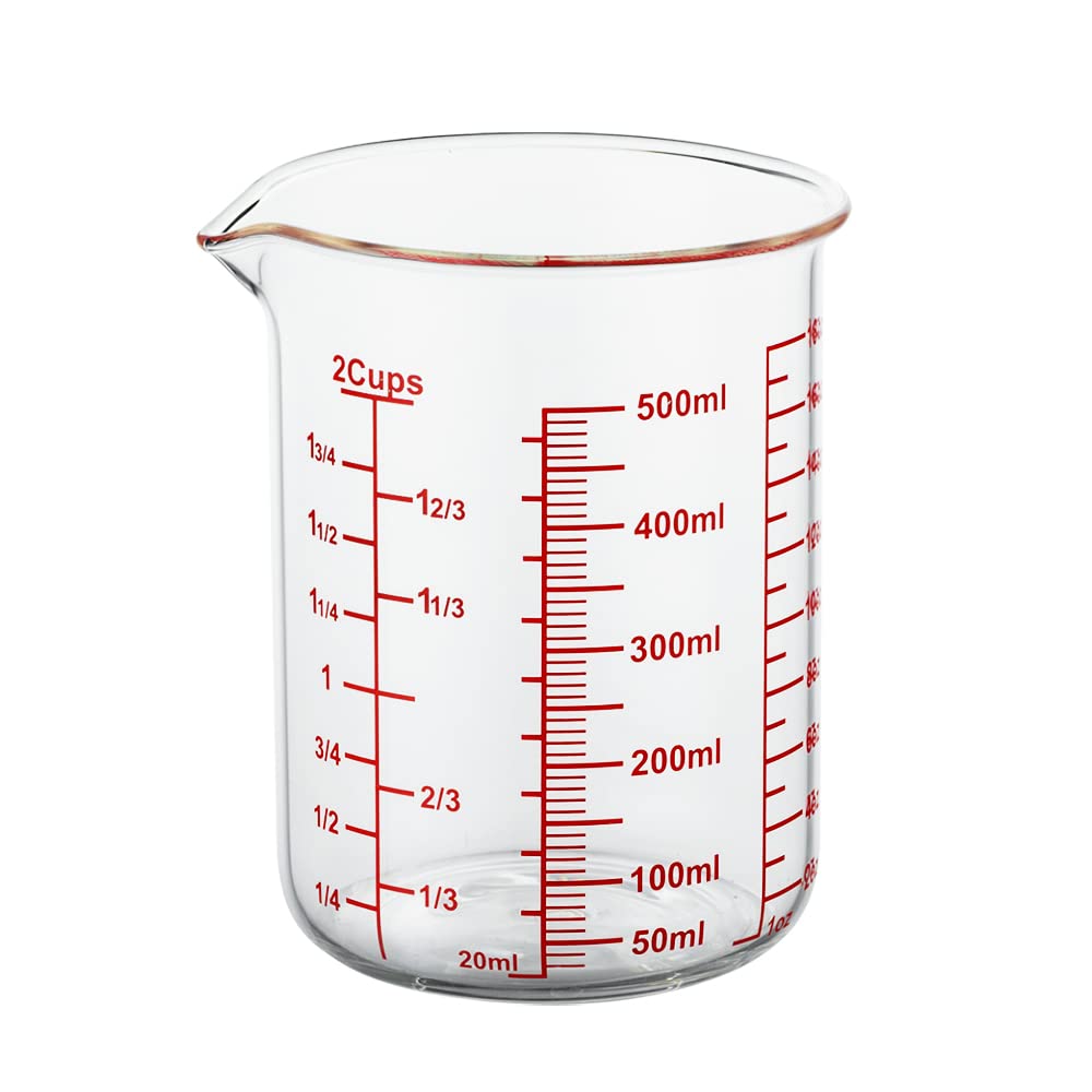Ackers BORO3.3 vaso medidor de vidrio borosilicato con boca alta para verter con precisión.