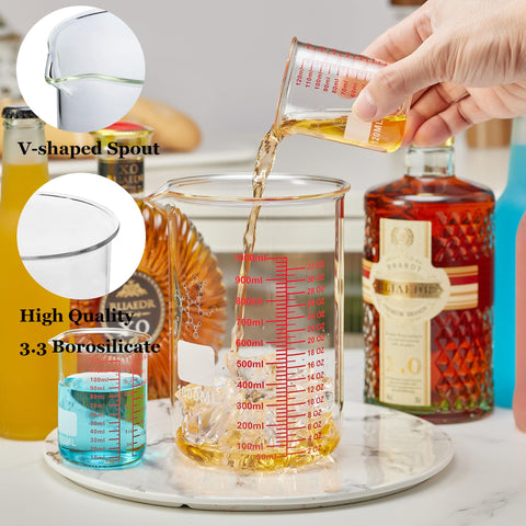Ackers BORO3.3 vaso medidor de 120 ml con doble escala para recetas.