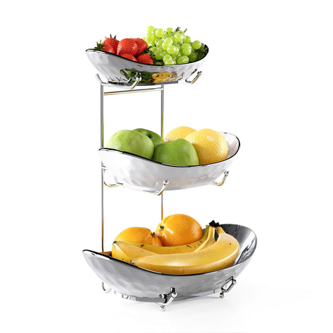Acliys bol-fruta-3-niveles-ceramica para exhibir frutas con estilo.