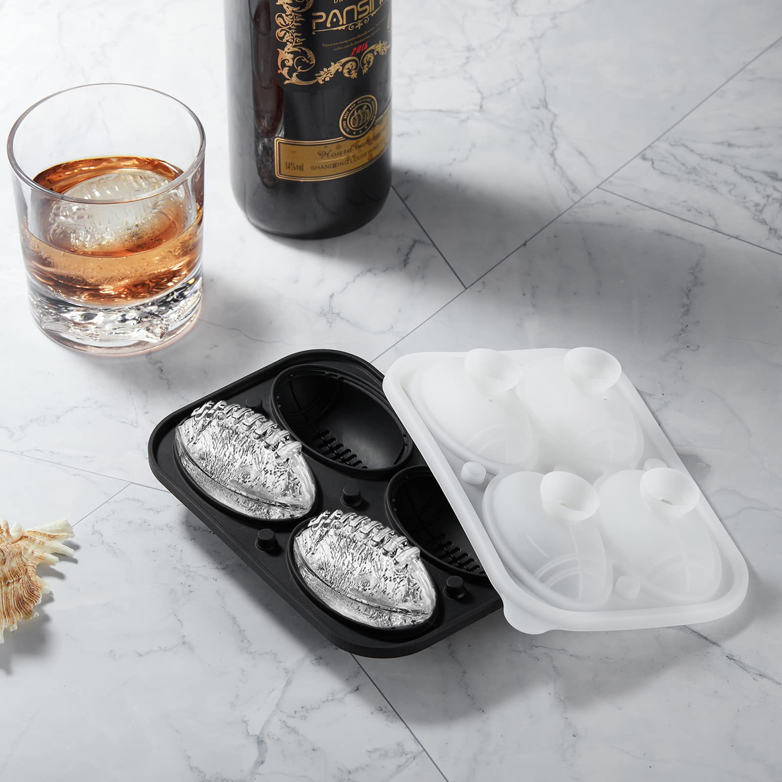 ACOOKEE esferas hielo balón fútbol cuatro, ideales para whisky y cocteles