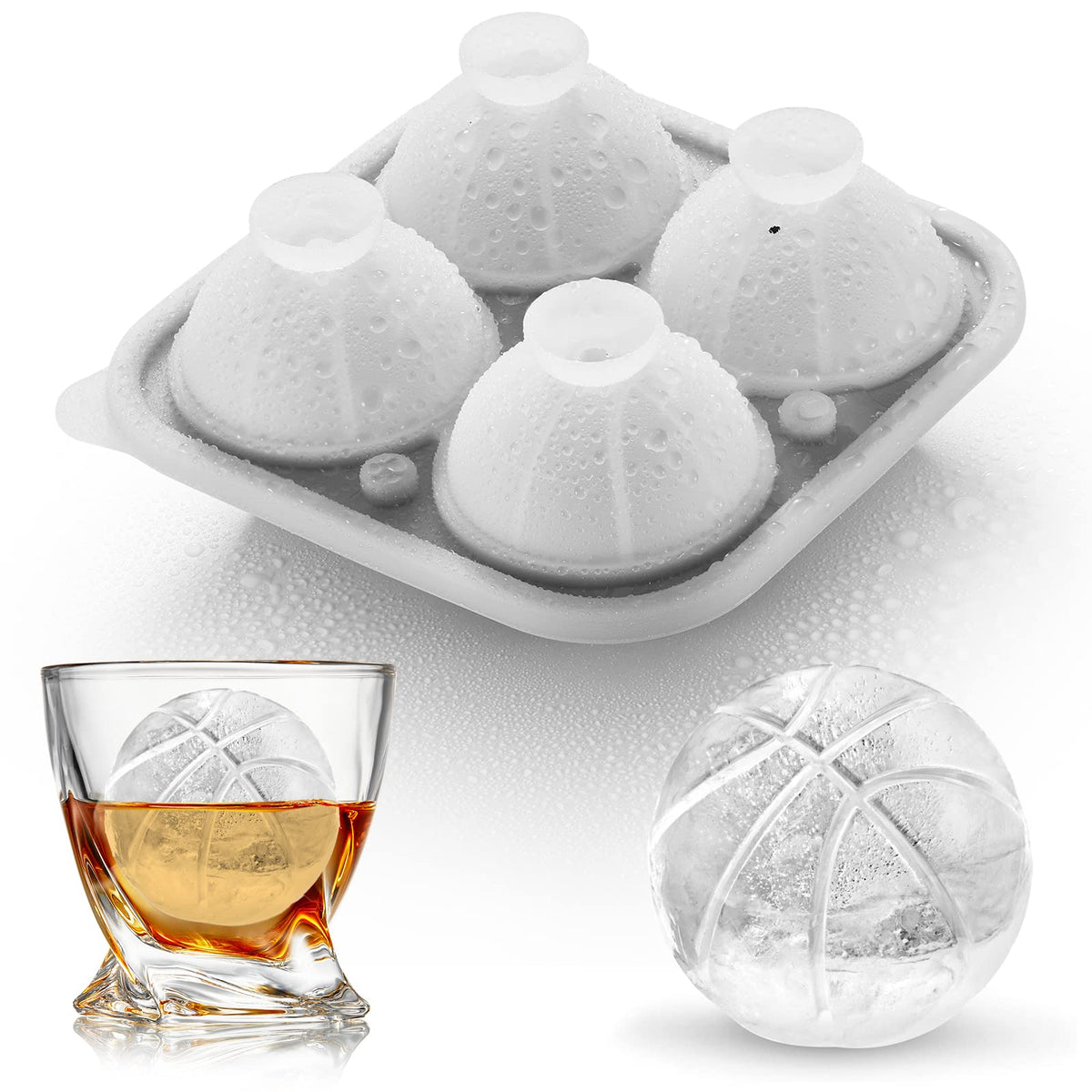 ACOOKEE Molde de hielo balón 2.2 pulgadas para bebidas frías sin dilución.