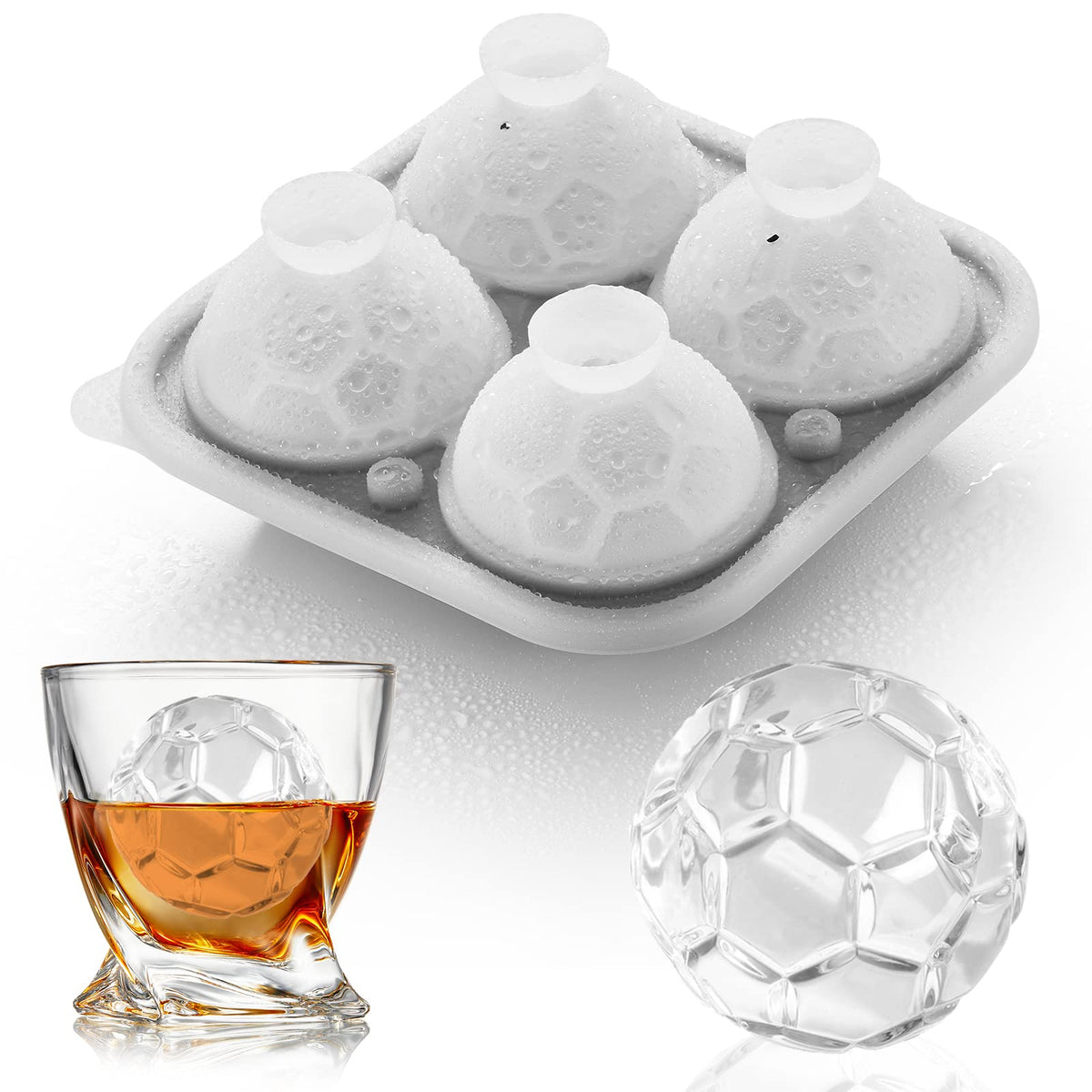 ACOOOKEE molde de hielo bola fútbol 2.2 pulgadas para bebidas frías