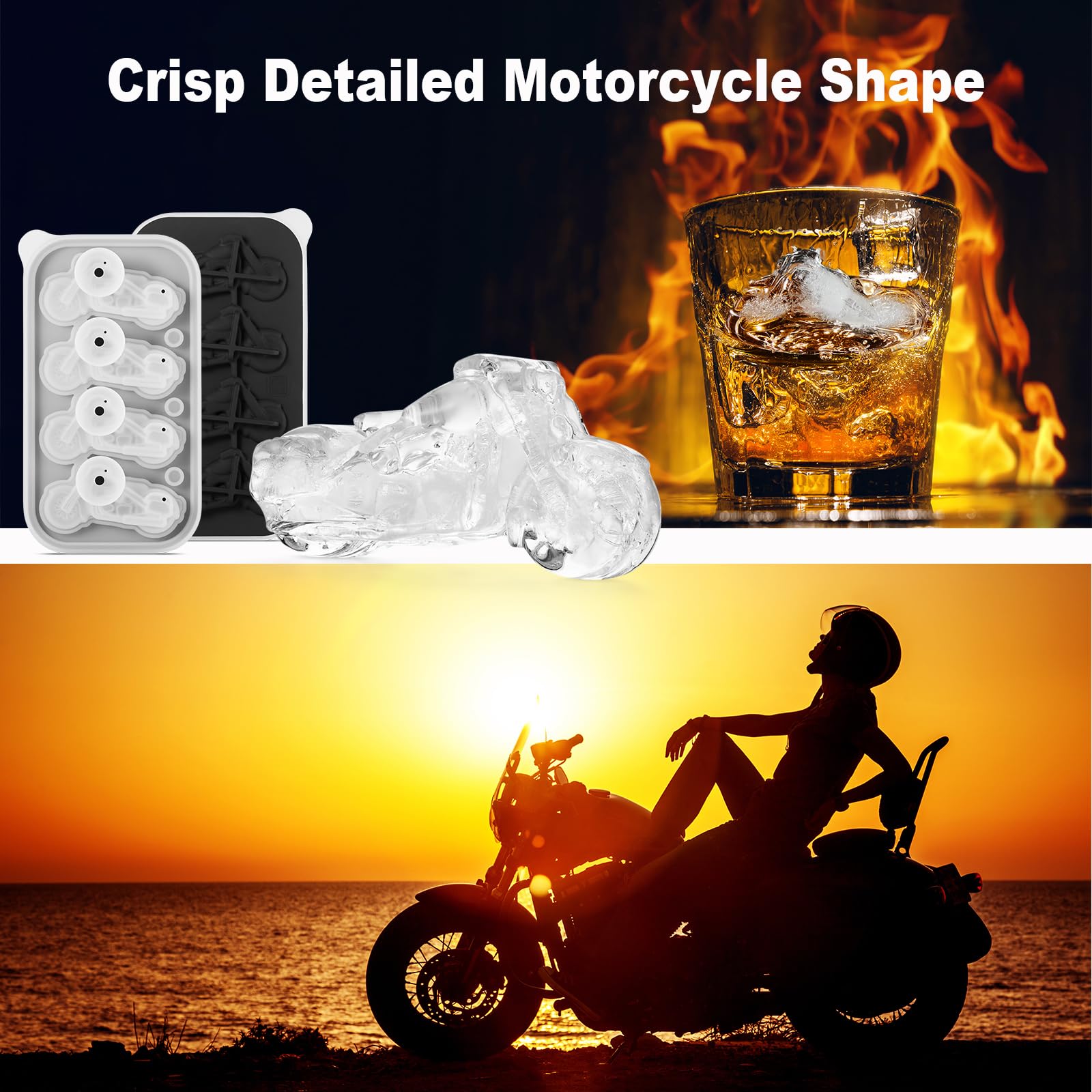 ACOOKEE molde de silicona moto 3D, desmolde fácil.