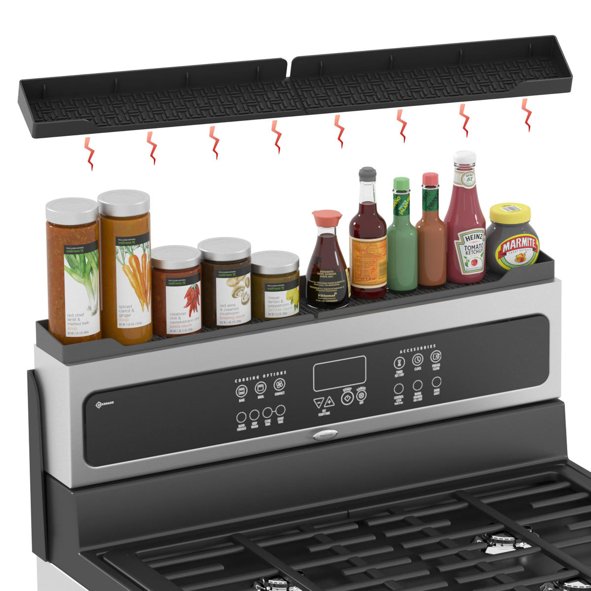 ACPulse estante superior magnetico de 30 pulgadas para la cocina, ahorra espacio sin taladro.