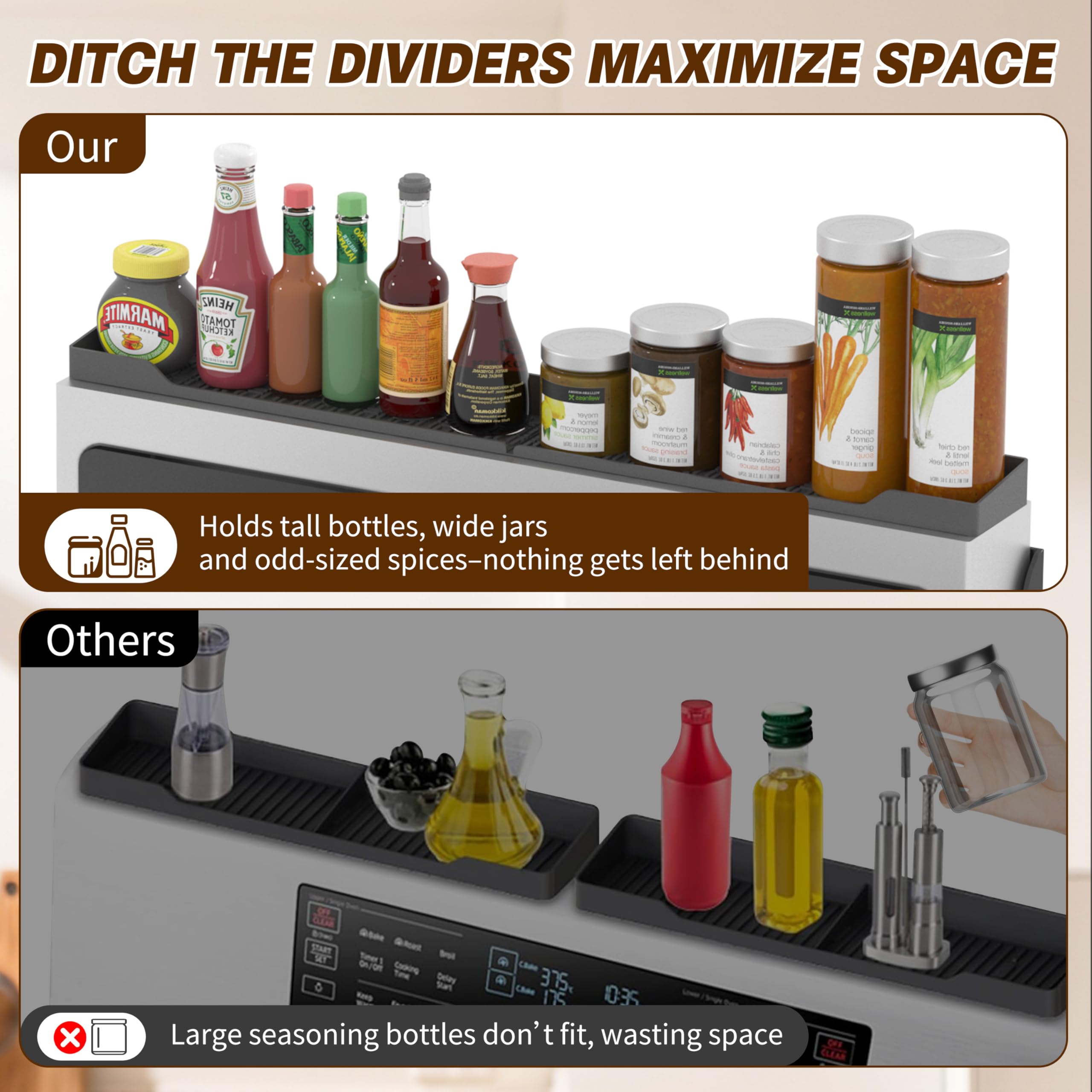 ACPulse organizador magnetico para aceites y condimentos, espacio limpio y accesible.