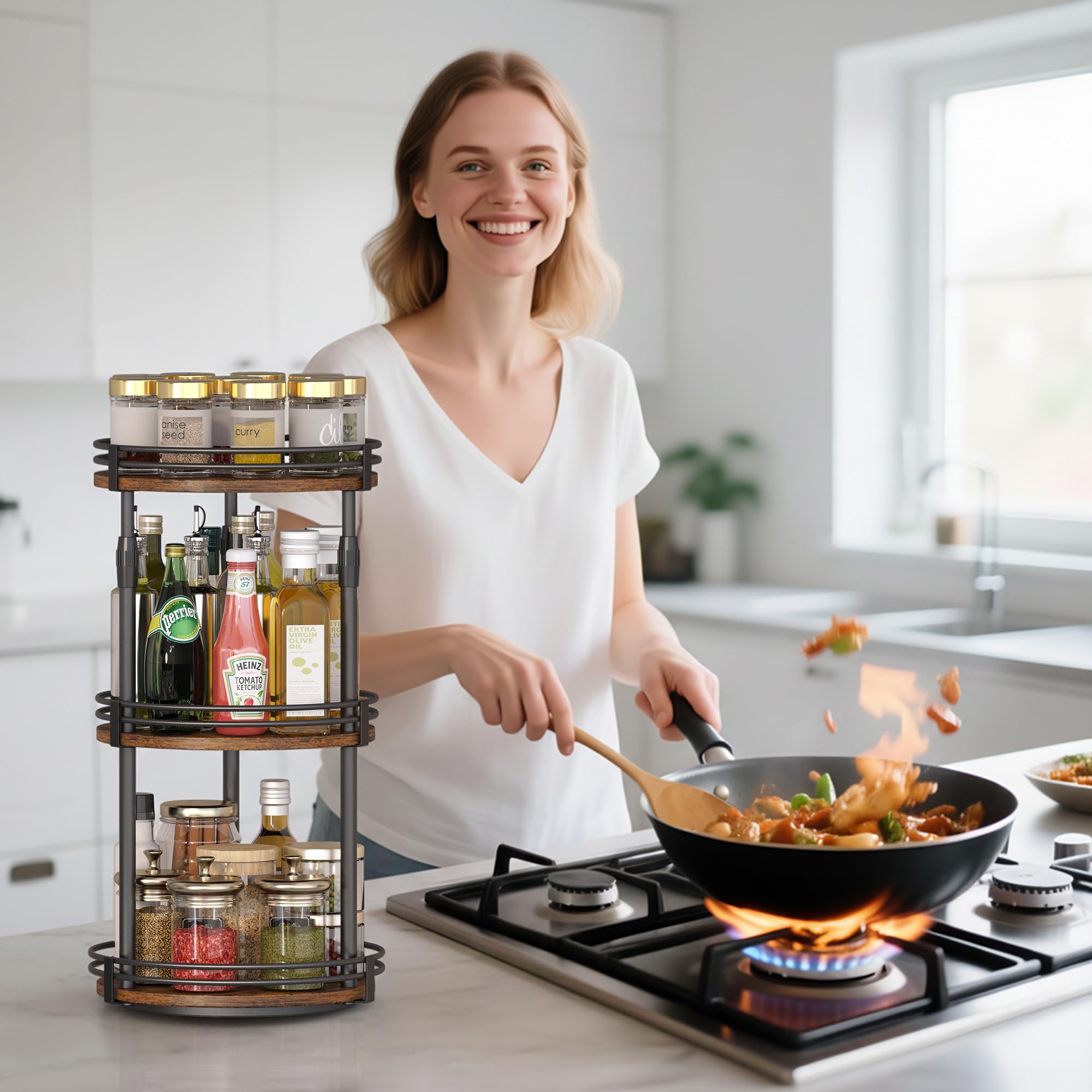 Across-Star Rotación de 360° permite alcanzar condimentos sin buscar.