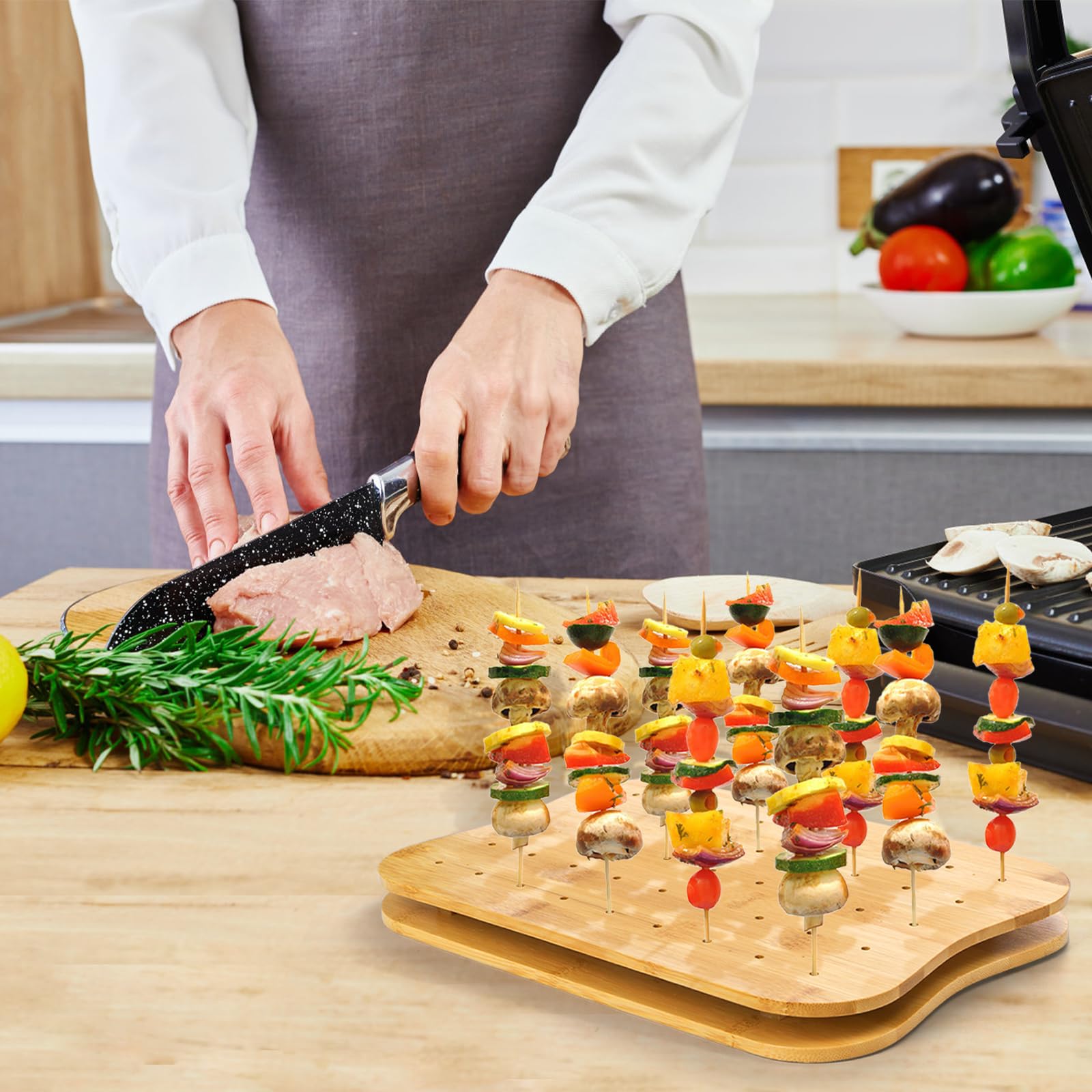 Acshio porta-pinchos de bambú, detalle de acabado natural