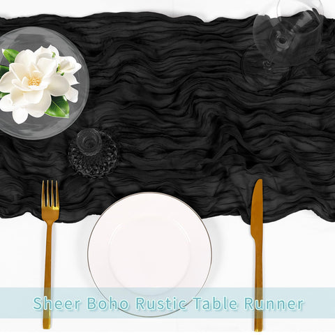 ACSUIT gasa negra ambientacion de mesa, textura y pliegues elegantes