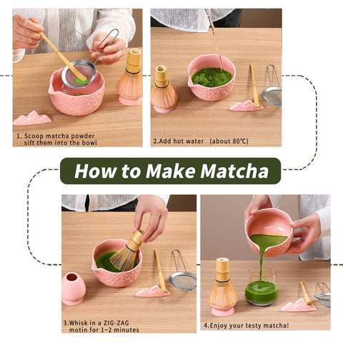 Actbaby porta-chasen rosa, soporte elegante para batidor de matcha