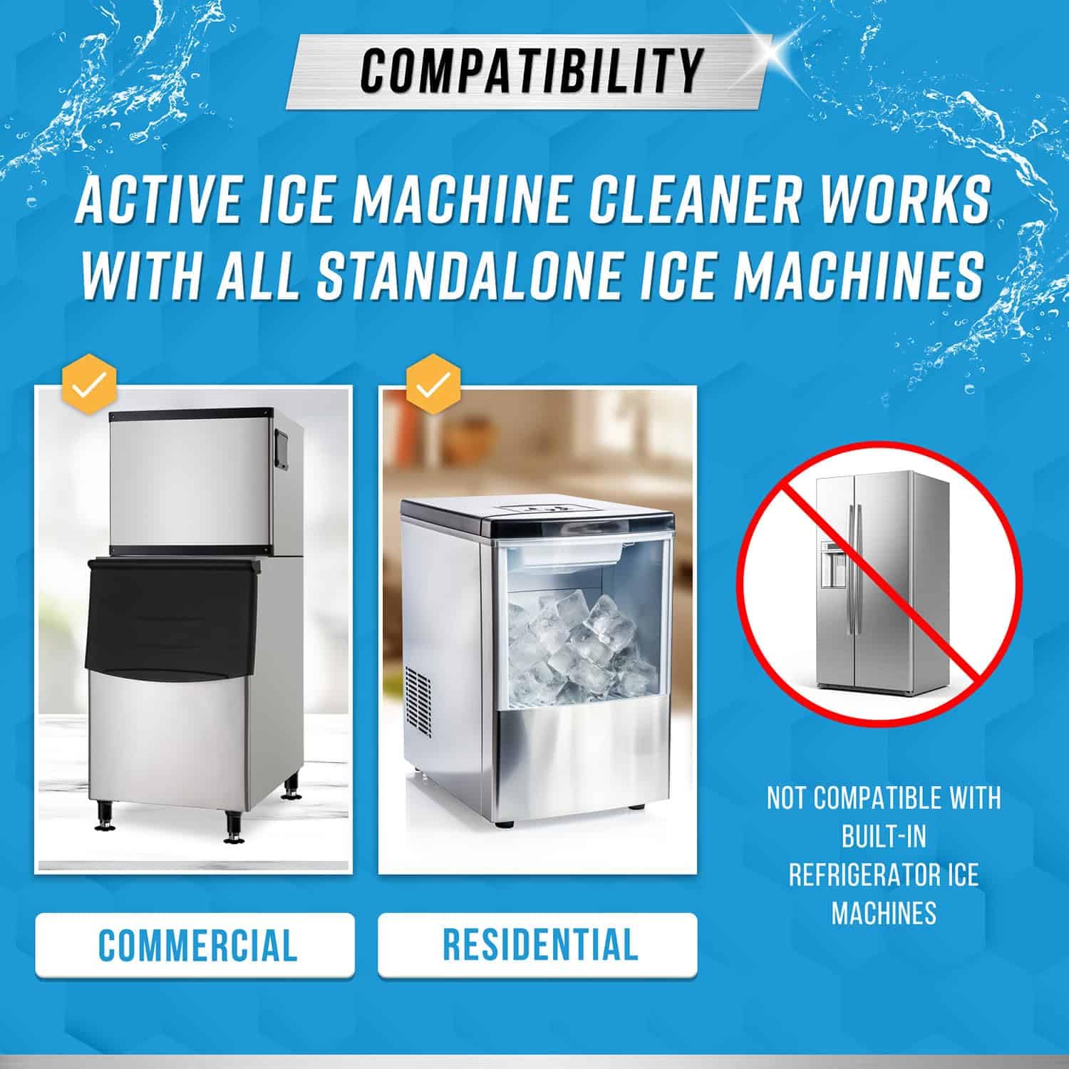 ACTIVE tabletas para hielo cristal claro, resultados consistentes.
