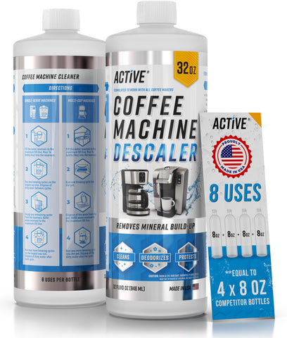 ACTIVE desincrustante 32oz en botella para eliminar cal y mejorar el sabor del café.