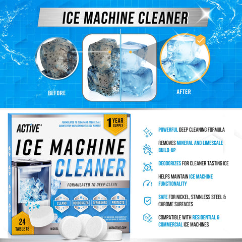 ACTIVE tabletas desincrustantes níquel-seguras para hielo, protegen componentes.