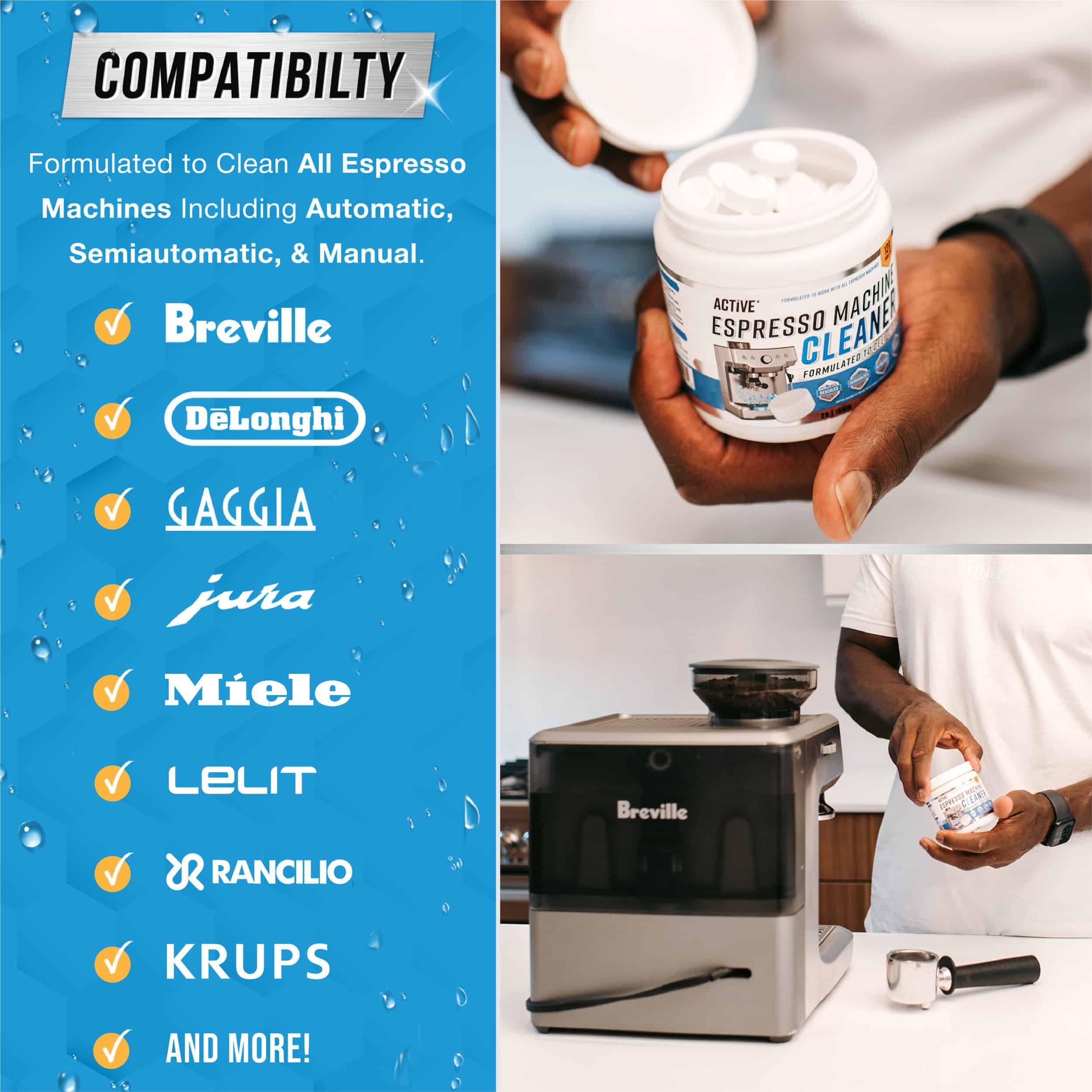 ACTIVE kit de mantenimiento esencial para espresso, mantiene el equipo en buen estado.