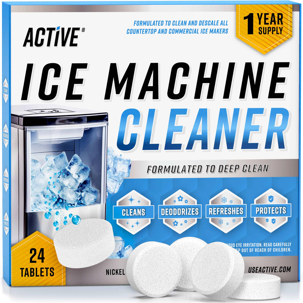 ACTIVE limpiador desincrustante para máquinas de hielo, deja hielo más claro.