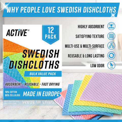 ACTIVE paño sueco multicolor, absorbente que reemplaza toallas de papel