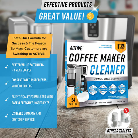 ACTIVE tableta descalcificante para cafetera, descalcificación que mantiene el rendimiento.