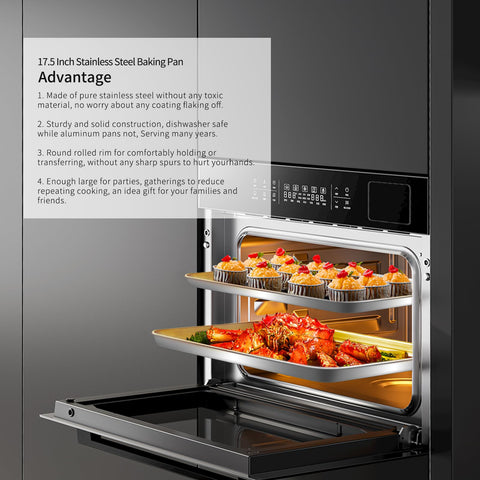 ACTUKSX bandejas horno acero inoxidable 18 pulgadas, aptas para lavavajillas y limpieza fácil.