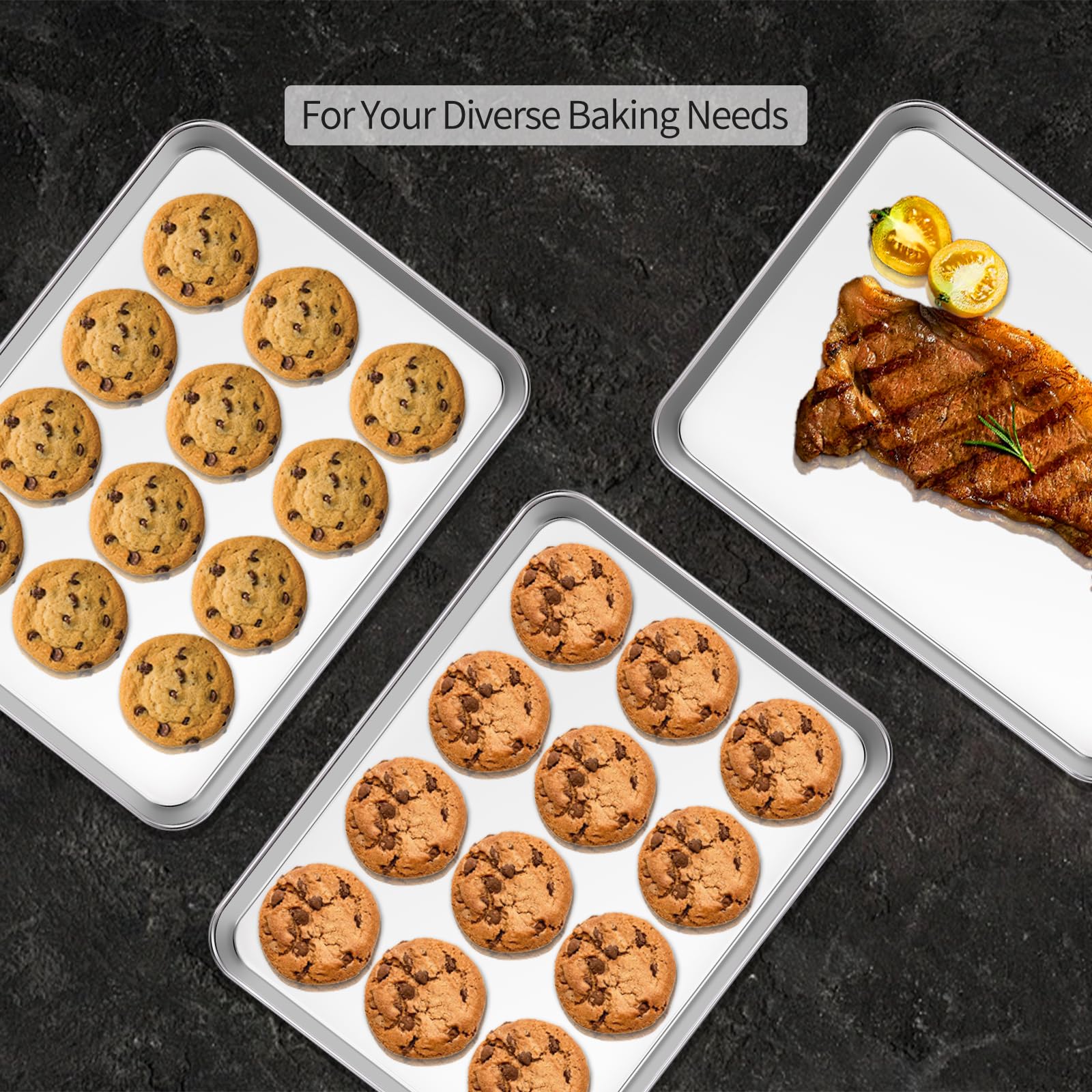 ACTUKSX bandejas horno acero inoxidable 18 pulgadas, uso para galletas y brownies.