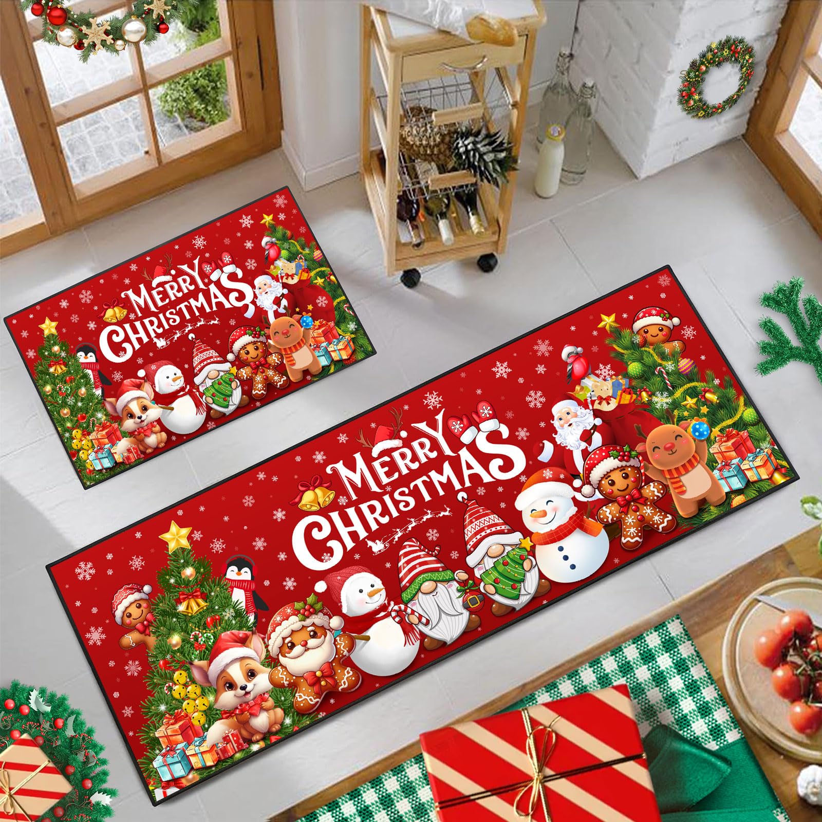 ACZHHZC alfombra 17x47 navideña: absorbe derrames rápido