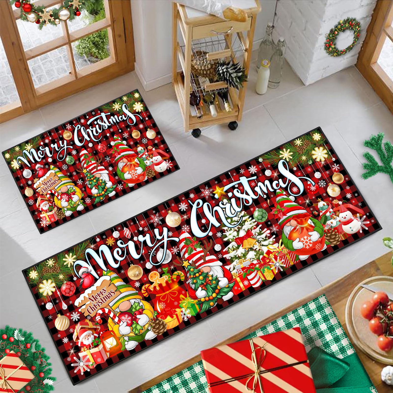 Alfombras ACZHHZC para cocina, conjunto de dos para decorar y proteger el suelo.