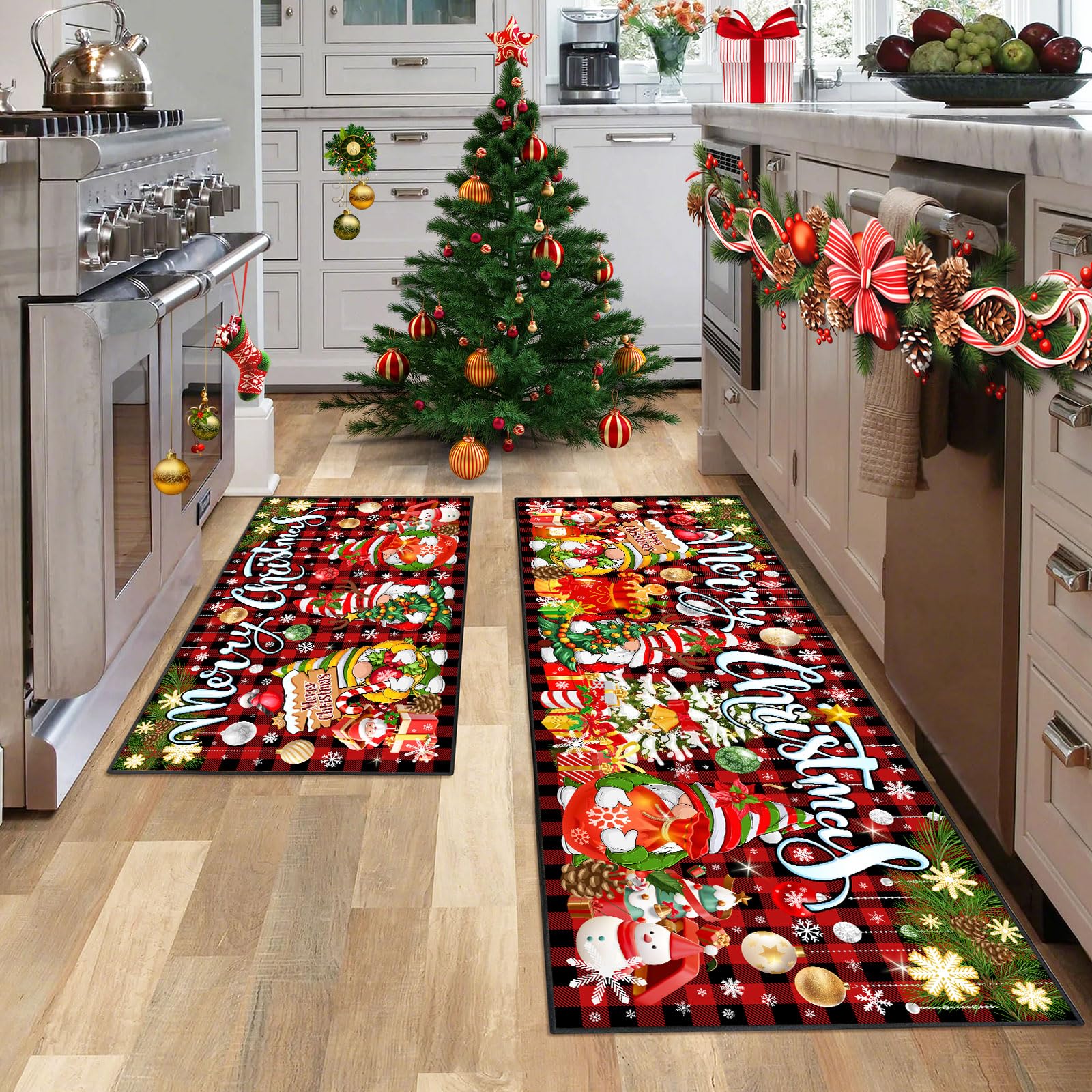 ACZHHZC detalle Papá Noel en la alfombra, realza el ambiente festivo.