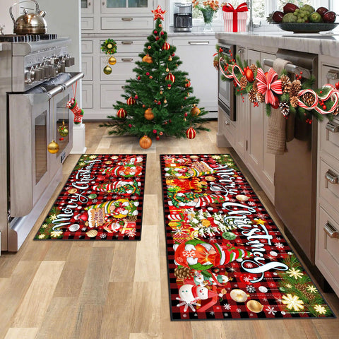 ACZHHZC detalle Papá Noel en la alfombra, realza el ambiente festivo.