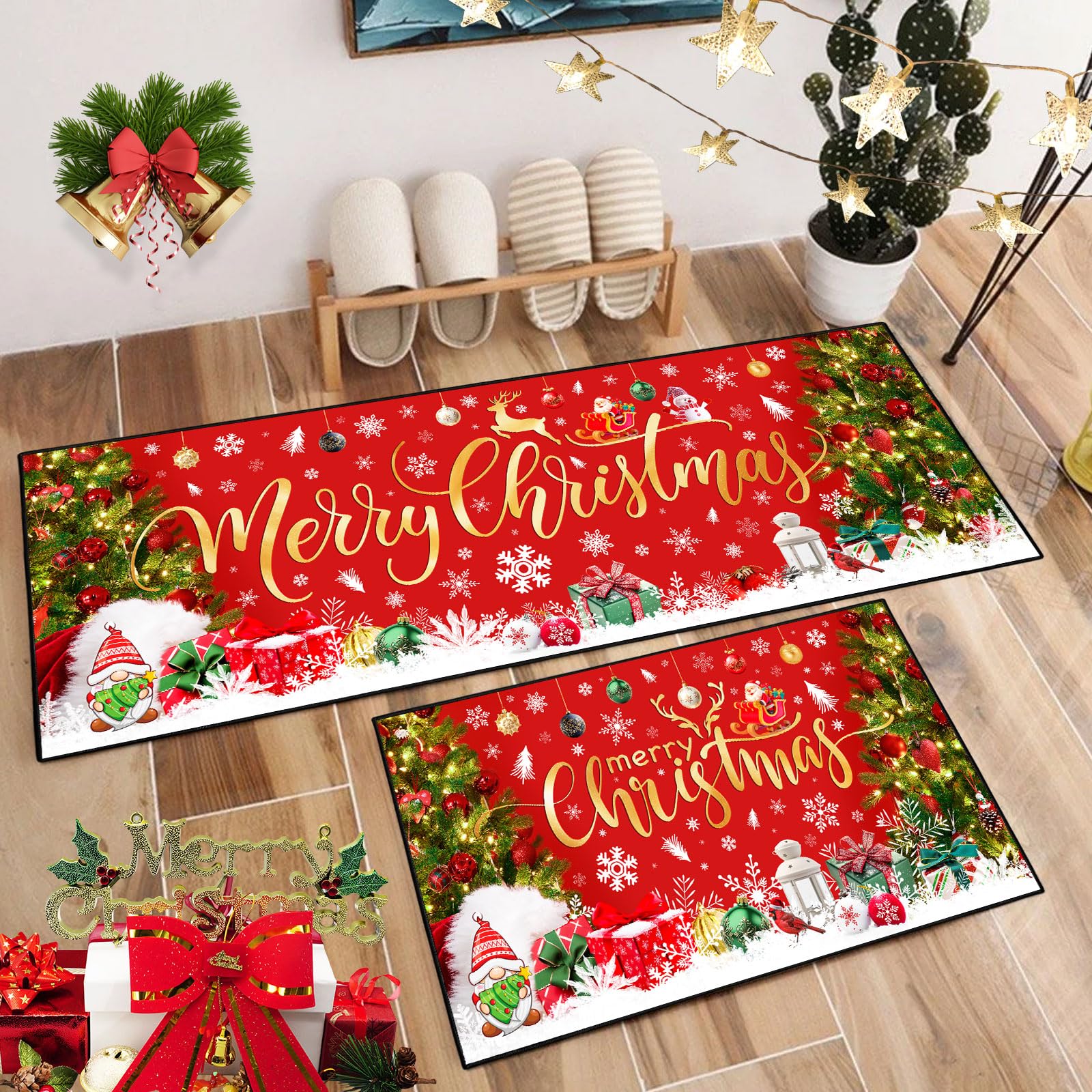ACZHHZC alfombra navidad 17x30, añade color y festiva sensación al espacio.