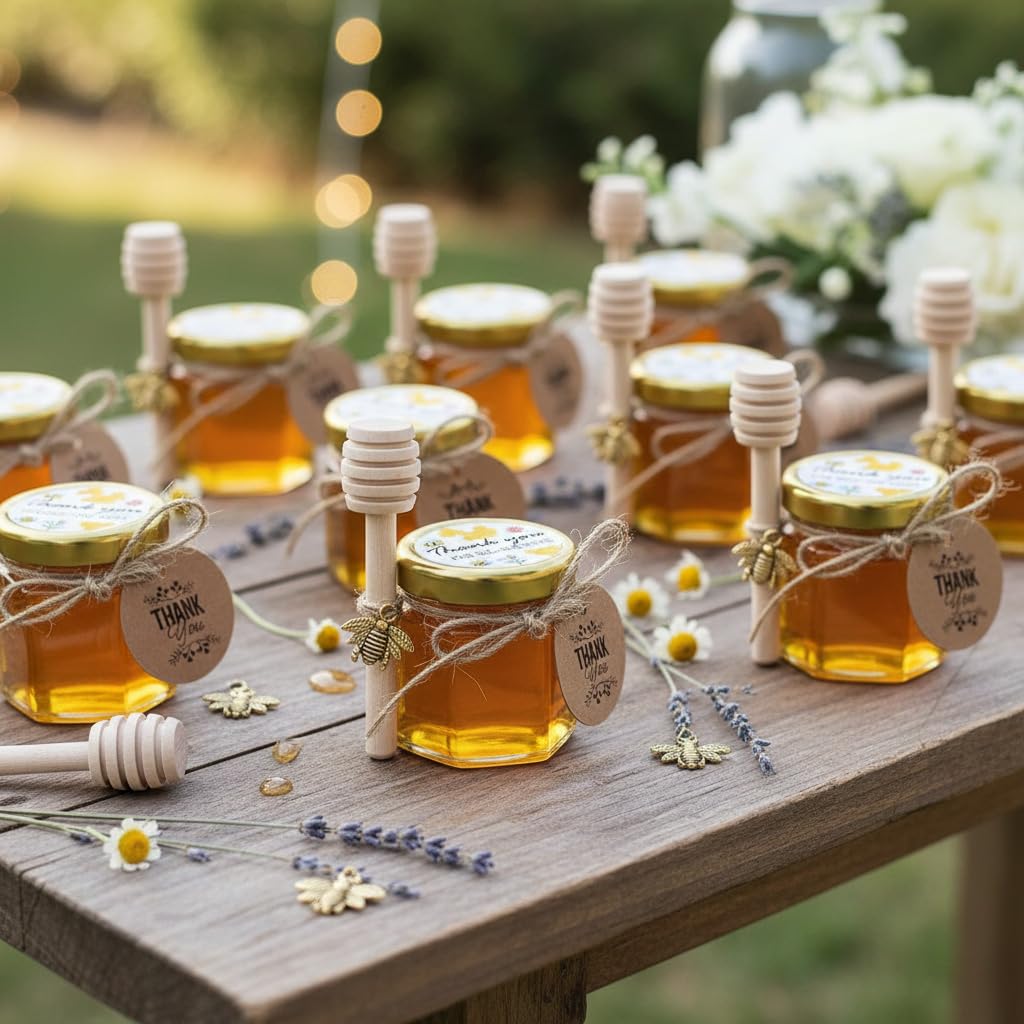 Dije abeja Adabocute, añade encanto a frascos de miel para eventos.