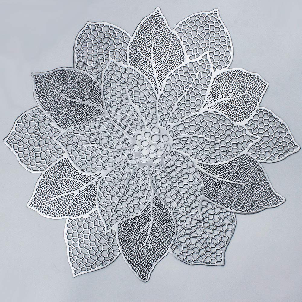 Mantel individual AdasBridal hibisco redondo metálico, protege la mesa con estilo.