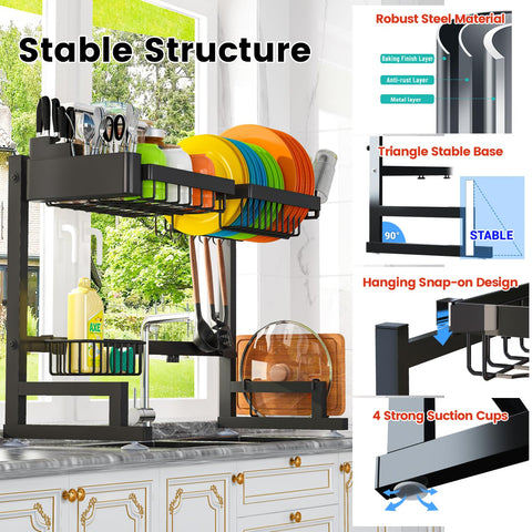 ADBIU escurridor de acero inoxidable con acabado negro duradero