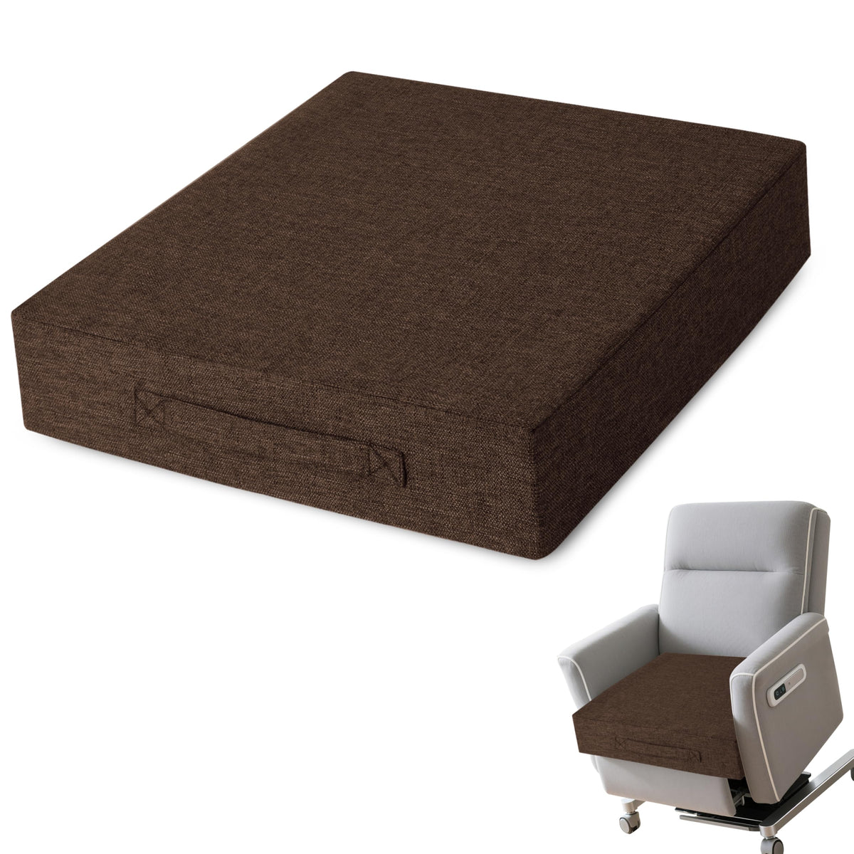 AddGrace, almohadilla reclinable 20x20, vista superior, comodidad sostenida para descansar.