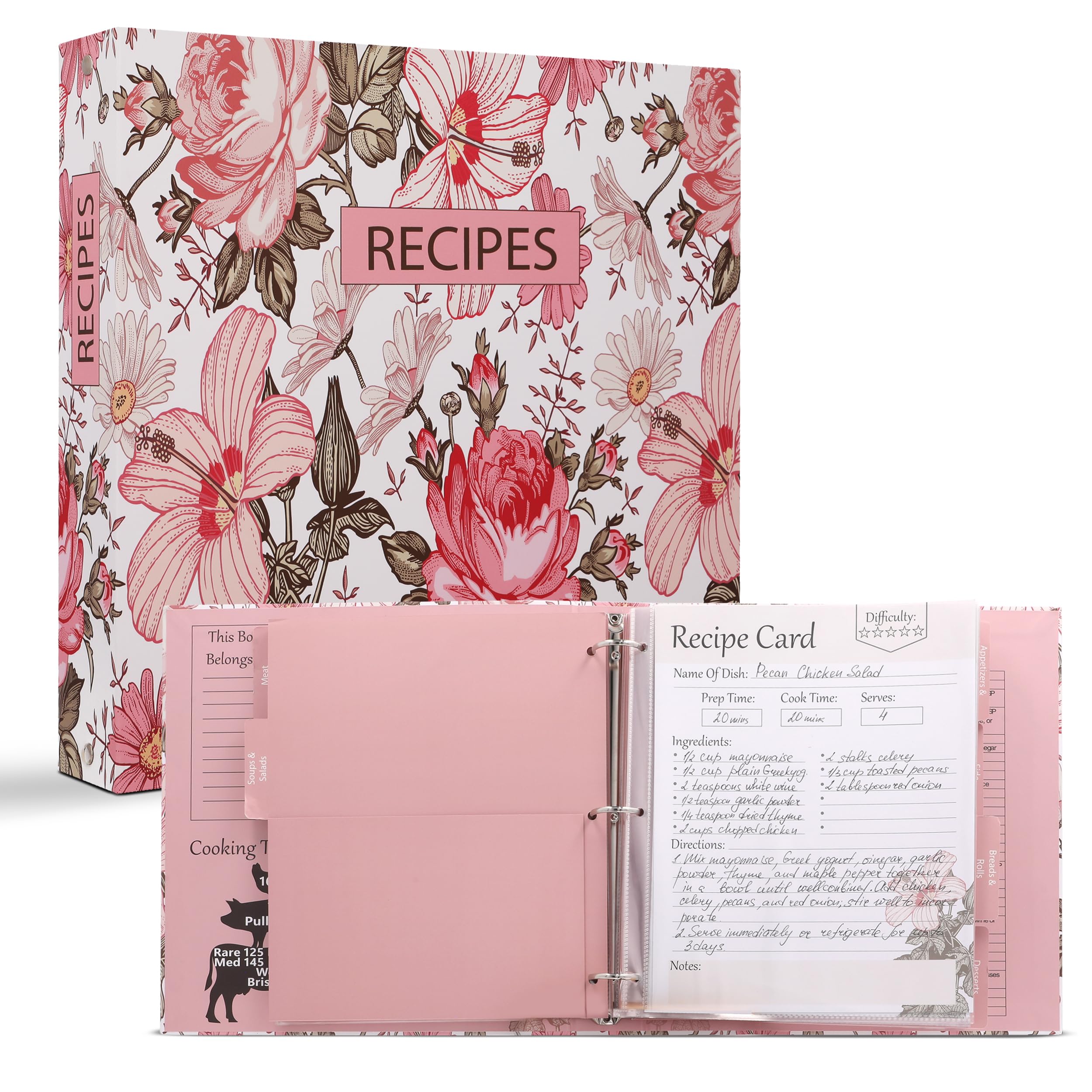 Addimay libro de recetas con portada dura para conservar recetas familiares