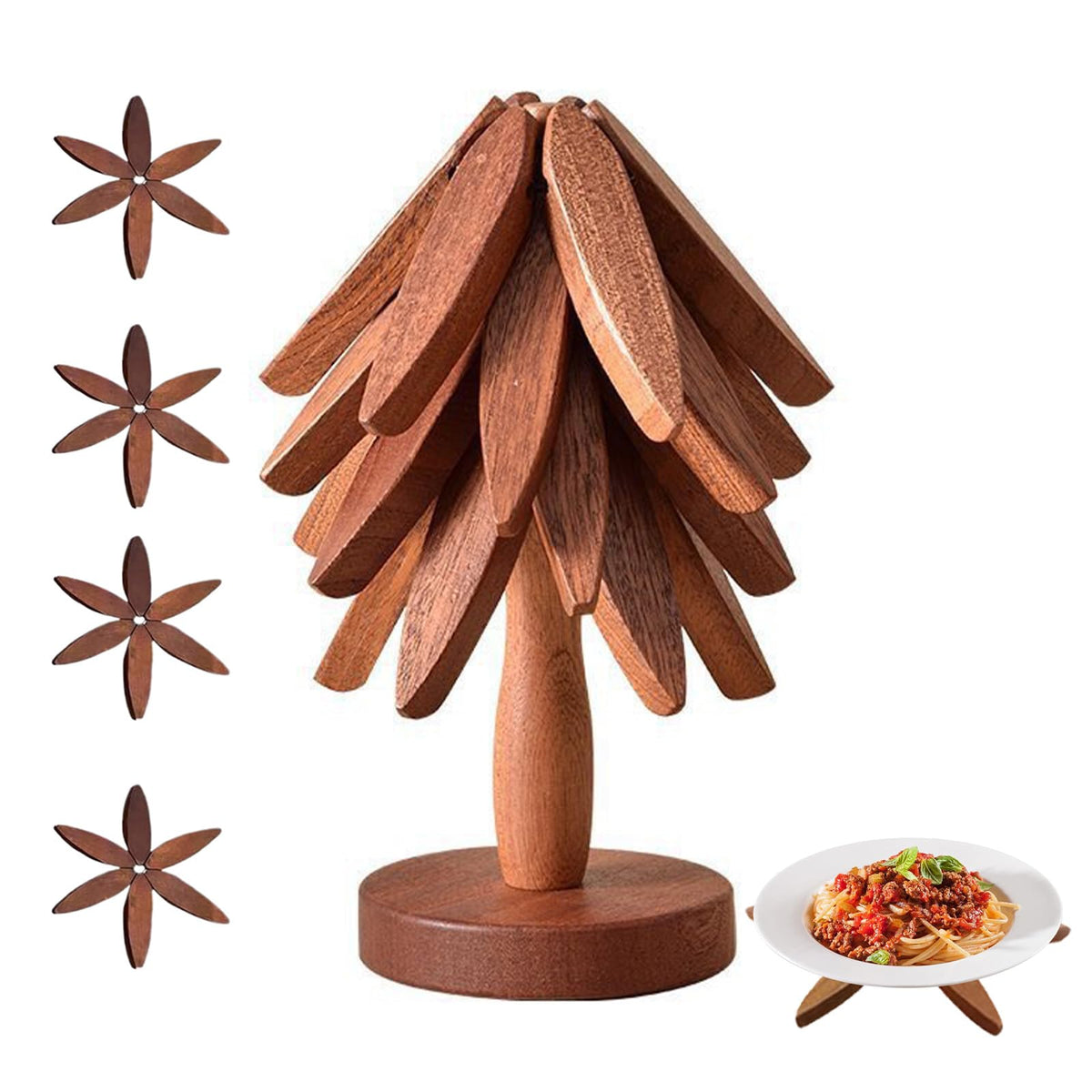 ADDSSFUBAO conjunto posaplatos árbol madera nuez, protege superficies al colocar platos calientes
