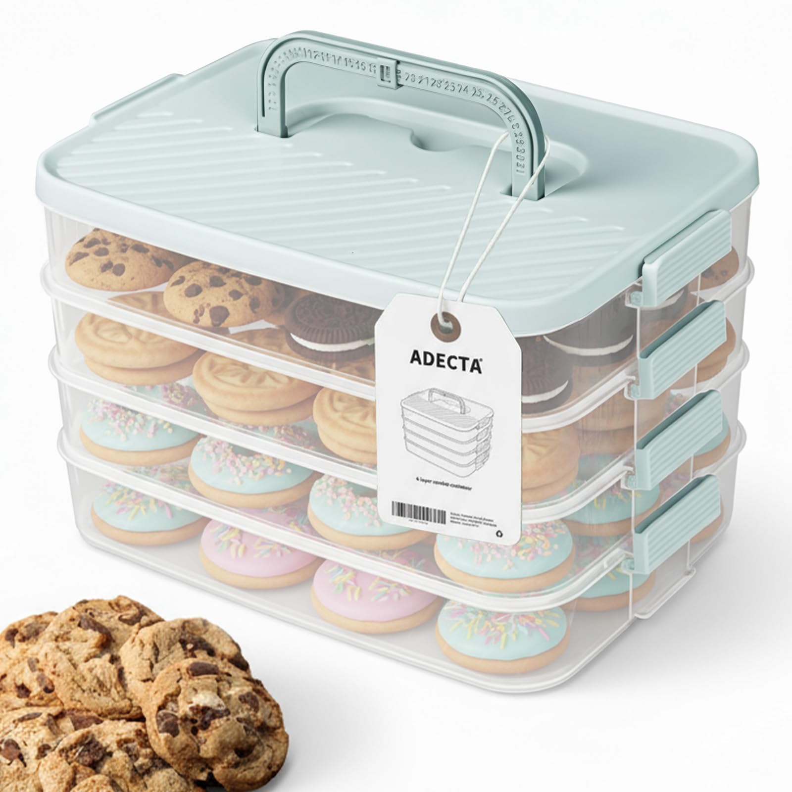 ADECTA contenedores galletas 4 capas apilables con tapa para mantener frescas