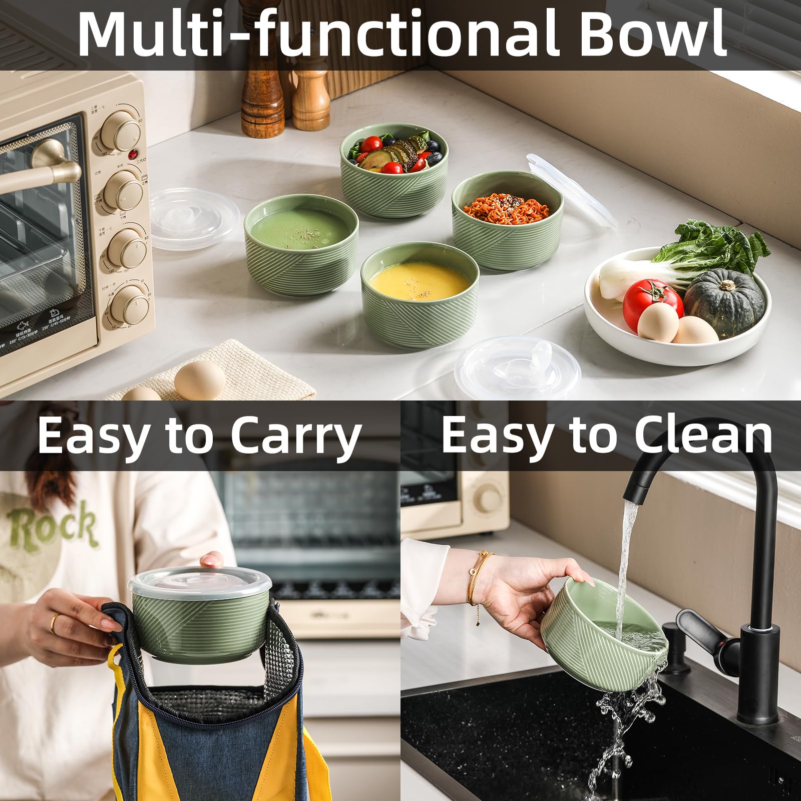 Adewnest tazón cerámico para ensaladas, mantiene frescura y sabores