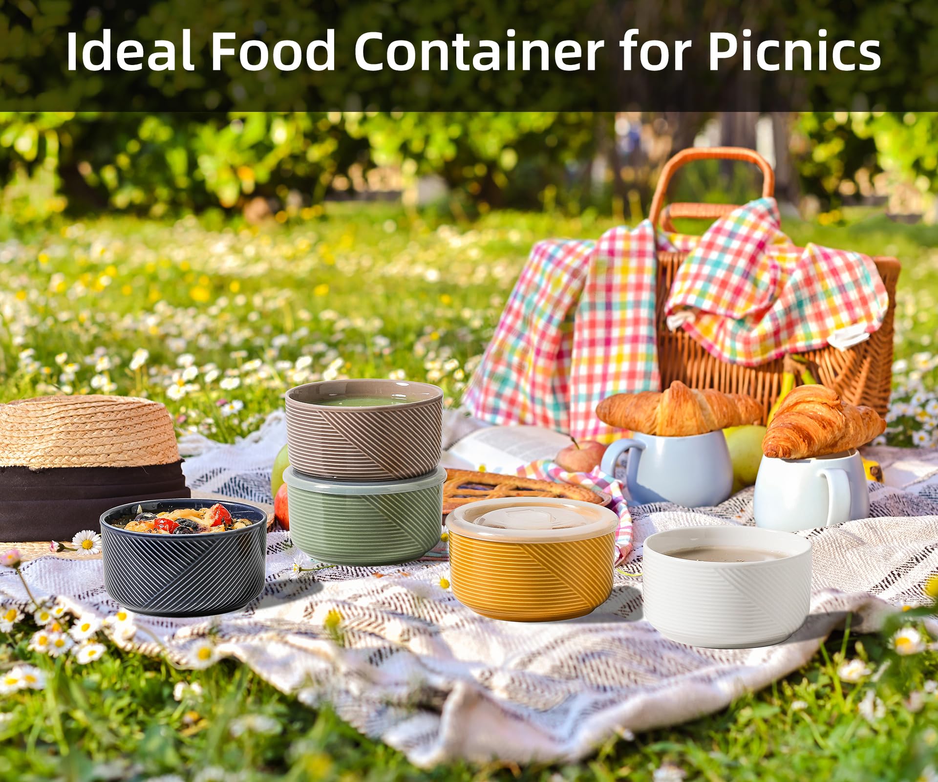 Adewnest tazón cerámico de uso diario para comidas, meriendas y picnics