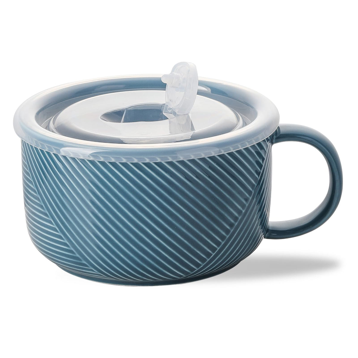 Adewnest tazón extra grande con tapa y asa azul, ideal para porciones grandes.