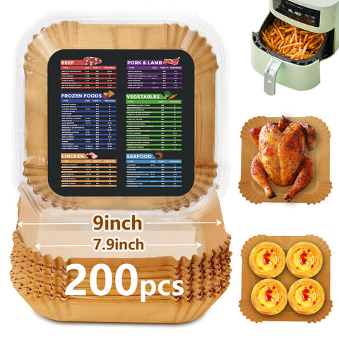 Adhjito forros para air fryer, cuadrado 7.9 pulgadas, facilita limpieza y cocción uniforme