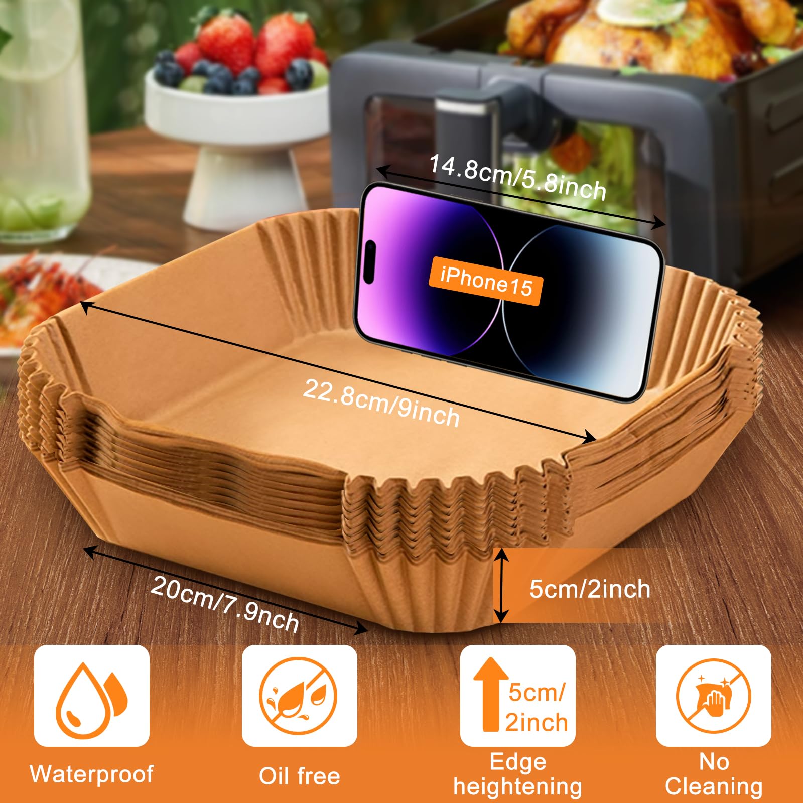 Adhjito papel pergamino para air fryer, resistente al aceite y evita goteos