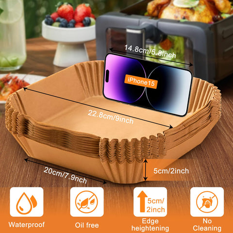 Adhjito papel pergamino para air fryer, resistente al aceite y evita goteos